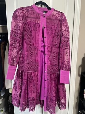 Women's Fuchsia Lace Midi Dress - Brand: